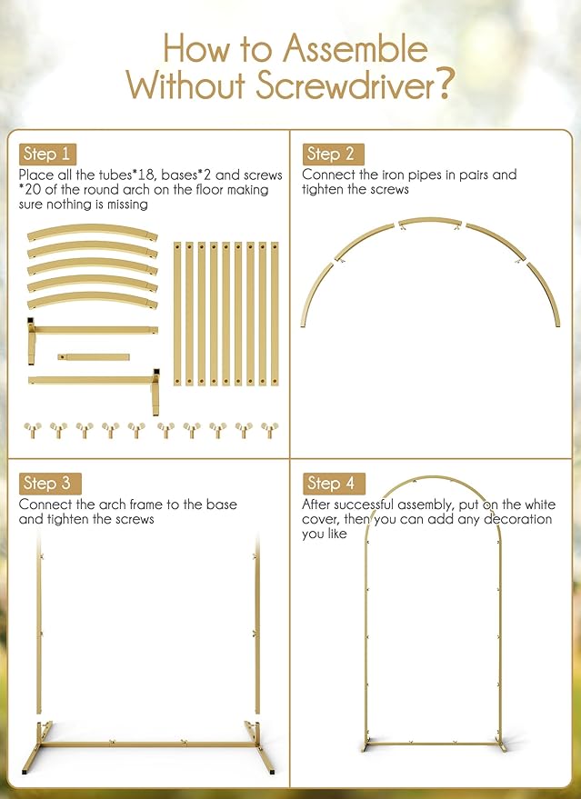 Minetom 7.2FT Metal Backdrop Stand with Wedding Arch Cover Spandex, Balloon Arch Backdrop Stand Square Frame for Birthday Party, Baby Shower, Graduation Ceremony Decoration, Beige