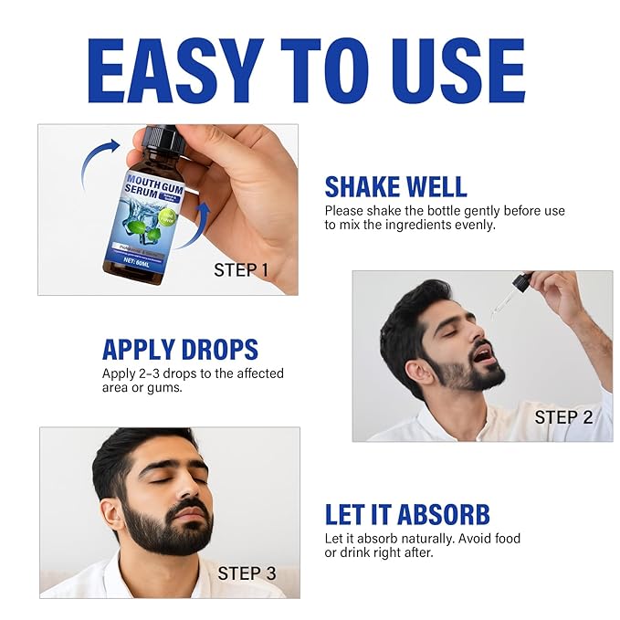 Gum Restore Drops, 60ml Alcohol-Free Oral Care Drops for Receding Gums, Dry Mouth & Fresh Bad Breath, Mint Flavor