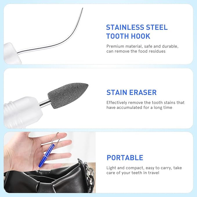 2pcs Portable Oral Dental Tooth Hook Hygeine Cleaning Molars Tool Teeth Stains Remover Plaque Remover