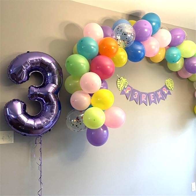 Purple Number 30 Balloons, 40 Inch Purple Mylar Foil Number 3 & 0 Balloons for Women, Self Inflating 30th Birthday Balloons for 30 Year Old Anniversary Birthday Party Decorations Supplies
