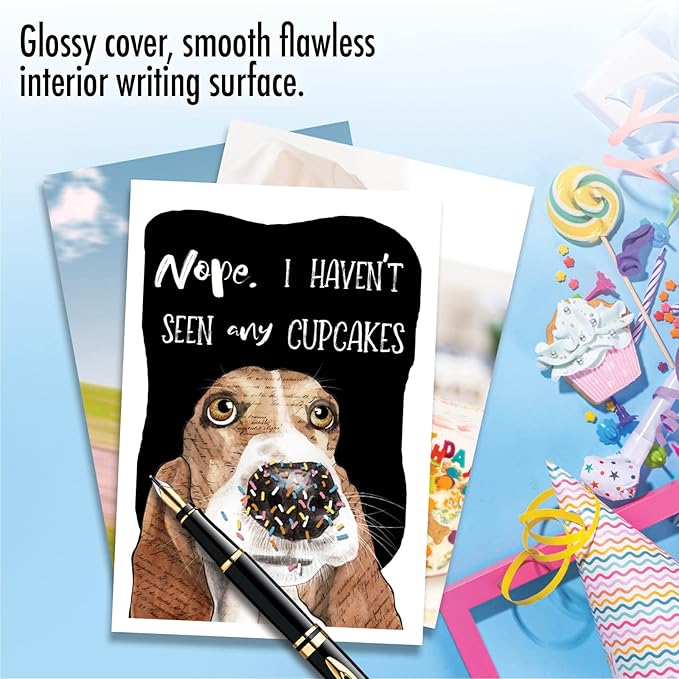 NobleWorks Assorted 3 Pack of Hilarious Dog Themed Birthday Greeting Cards with 5 x 7 Inch Envelopes (3 Designs, 1 Each) Party Pups VC2804BDG-C1x3