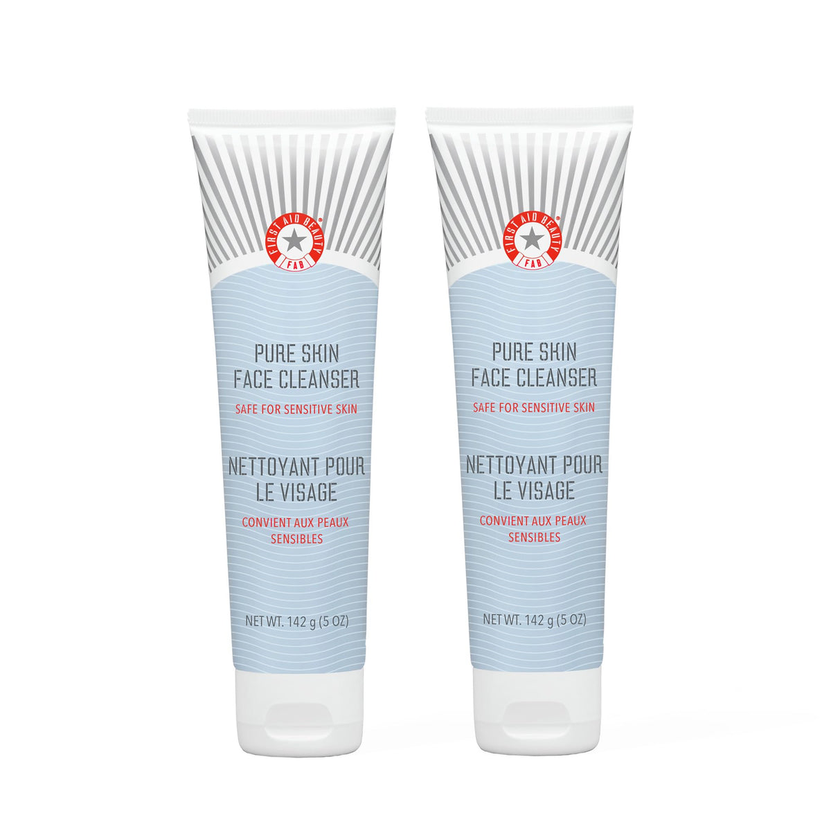 First Aid Beauty - Pure Skin Face Cleanser, Effectively Removes Makeup, Dirt, & Impurities, Gentle Cleanser Leaves skin Soft & Supple, Fragrance Free (5 oz, 2 ct)