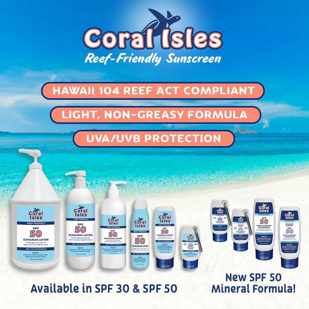 Coral Isles SPF 50 Sunscreen Spray Reef Compliant Broad Spectrum 16 Fl Oz