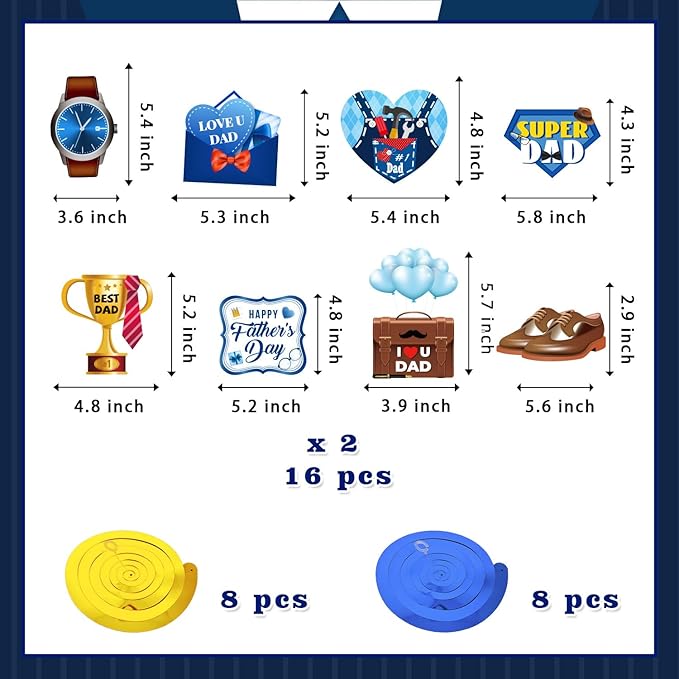 Fathers Day Decorations Set - 22 PCS Happy Father's Day Banner, Hanging Swirls & Table Centerpieces - Perfect for Fathers Day Party, Birthday and Family Gatherings