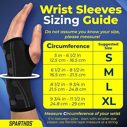Sparthos Wrist Support Sleeves (Pair) - Medical Compression for Carpal Tunnel and Wrist Pain Relief - Wrist Brace for Men and Women (X-Large, Midnight Black)