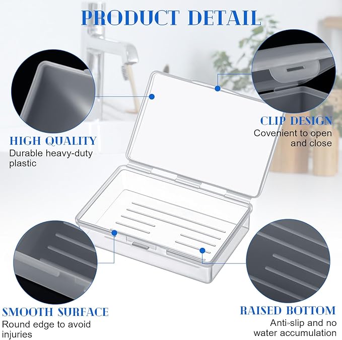 60 Pcs Travel Soap Container Portable Plastic Soap Boxes Bulk with Lid Homeless Donations Bulk Gym Shower Tour Groups Hotel Outdoor Camping (White)