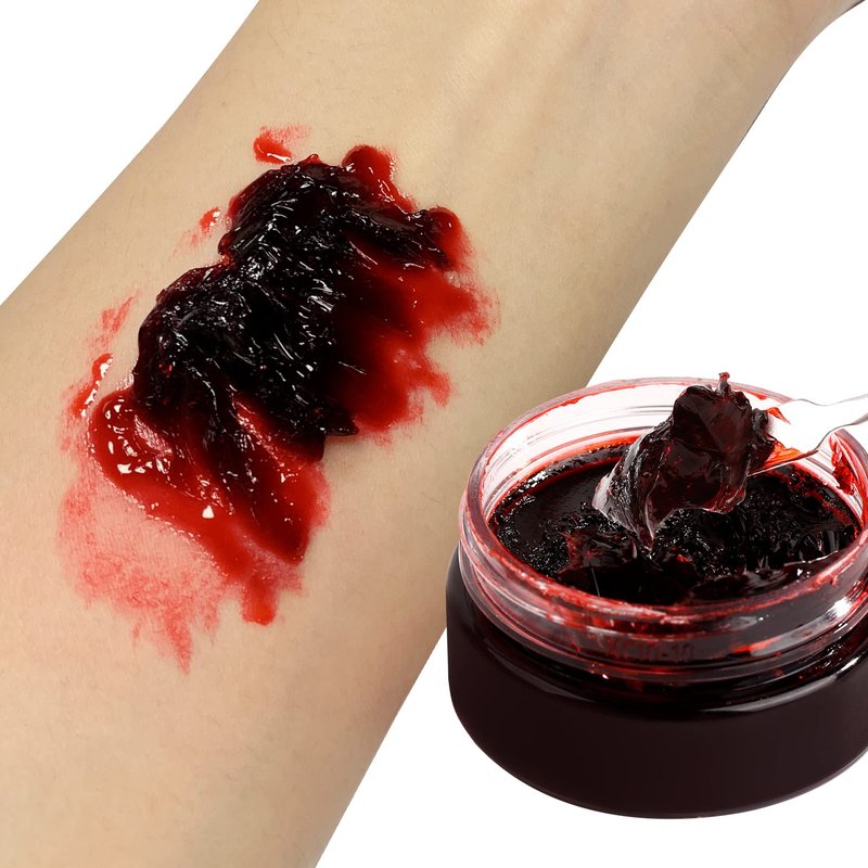 DE'LANCI Fake Blood Scab, 2 Pcs Coagulated Blood Gel Washable, Realistic Scar Blood Halloween SFX Makeup on the Face/Body, Prefect Zombie Vampire Monster Cosplay Stage Blood Clothes - 60g (2.12 oz)