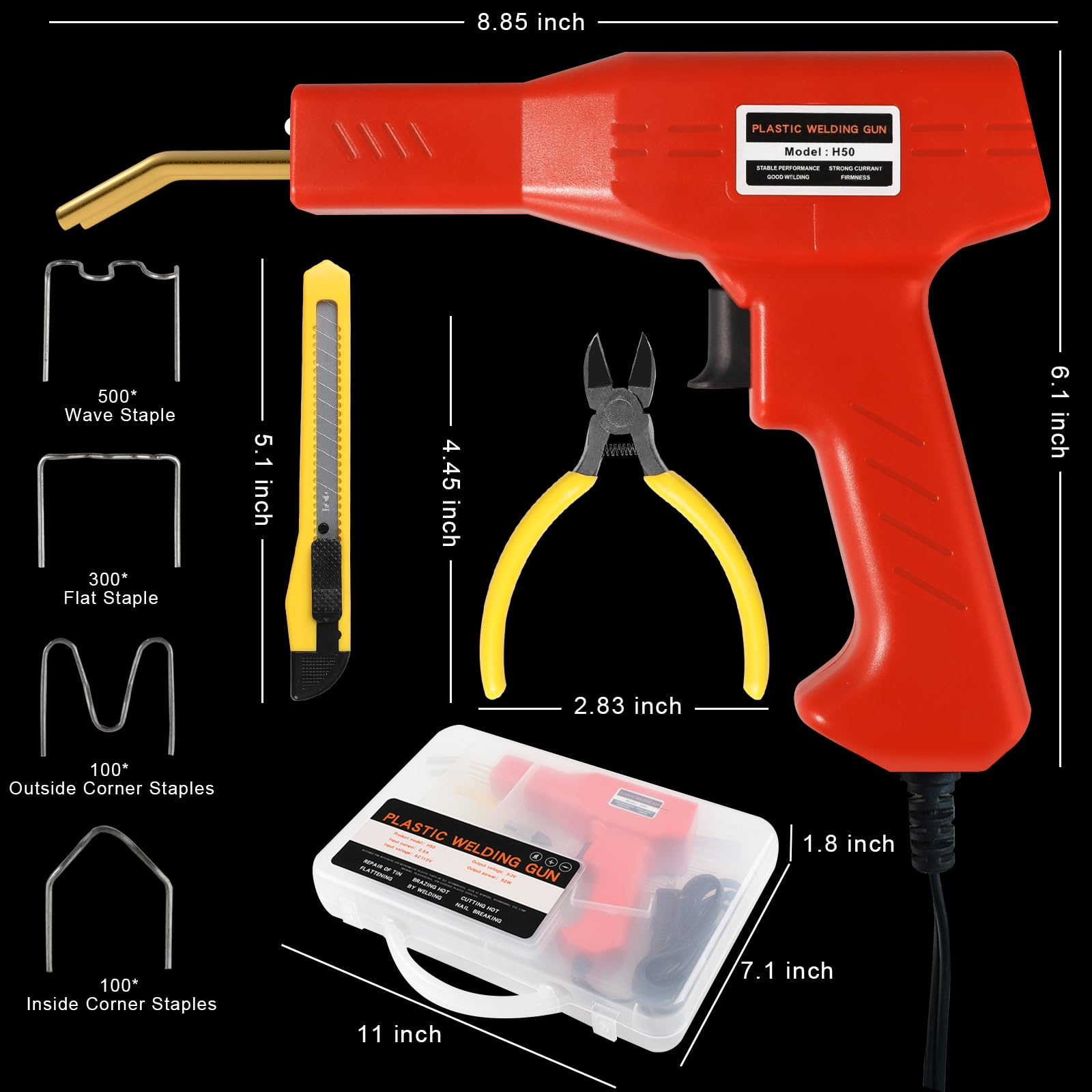 ATOLS Upgraded Plastic Welder, 1000PCS Staples, Pure Copper Transformer, Rapid Heating, Plastic Welding Kit, Hot Stapler Kit, Plastic Welder Gun Kit, Car Bumper Repair Kit, Plastic Repair Kit