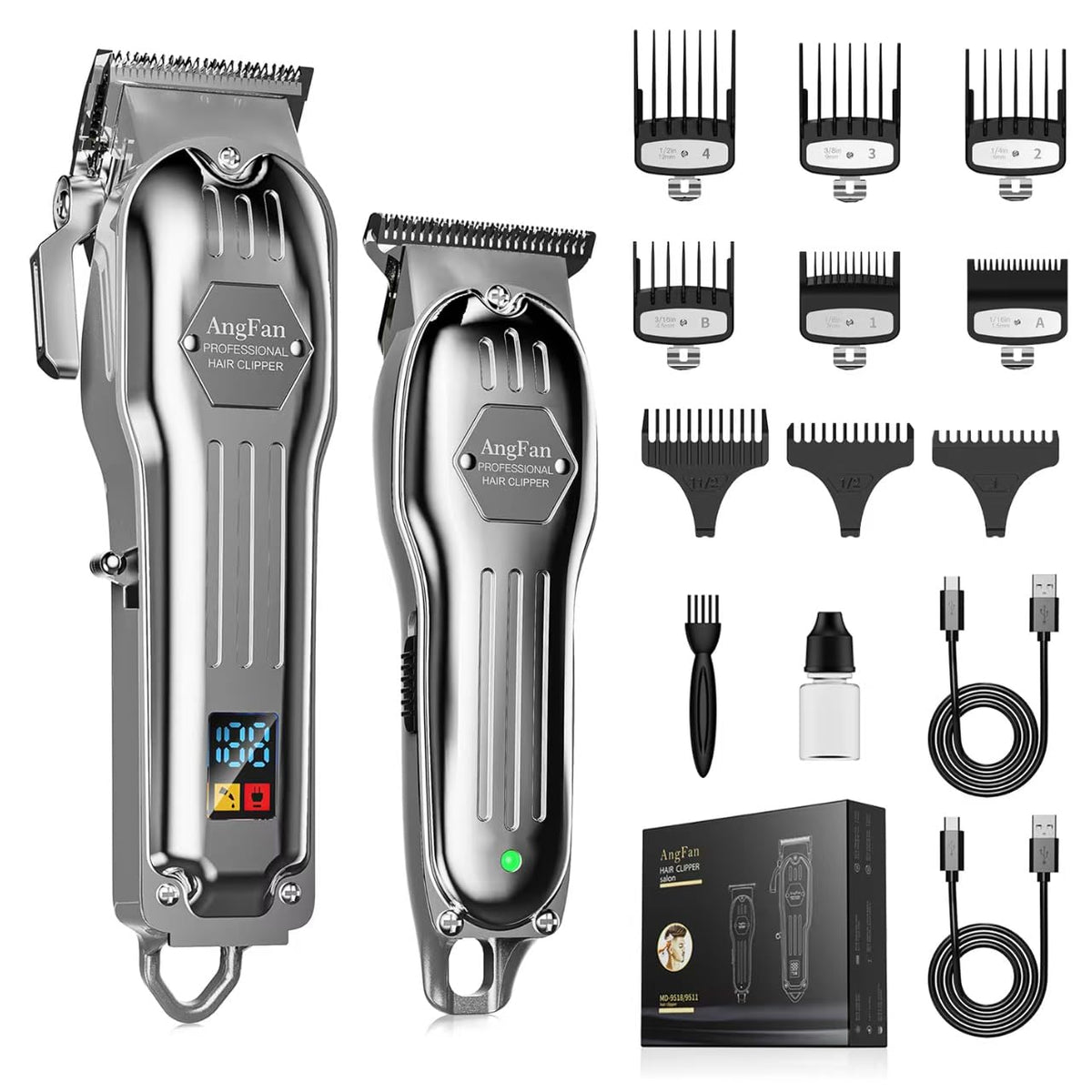 AngFan Professional Hair Clippers for Men Cordless Clipper & Trimmer Set