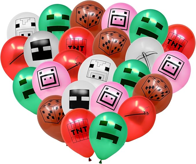 Blue Orchards Mining Fun Balloons (48 Pieces) - 10" Printed Latex Balloons, Mining Themed Party Supplies, Mining Party Decorations, Mining Party Balloons, Pixel Miner Party and Video Game Party