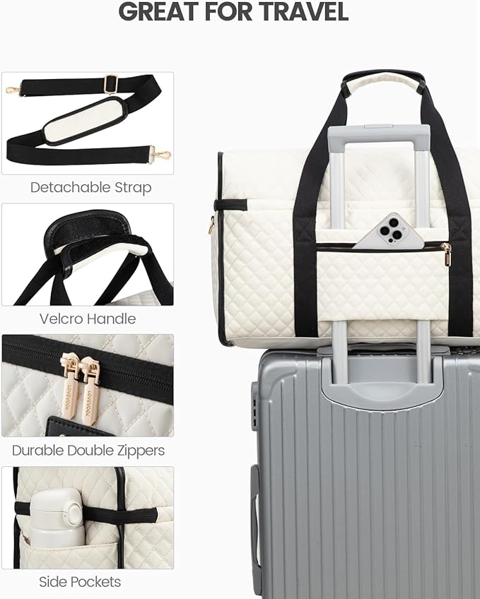 LOVEVOOK Travel Duffle Bag - Weekender & Overnight Bag with Toiletry & Wet Pocket, Carry-On Size, 3pc Set