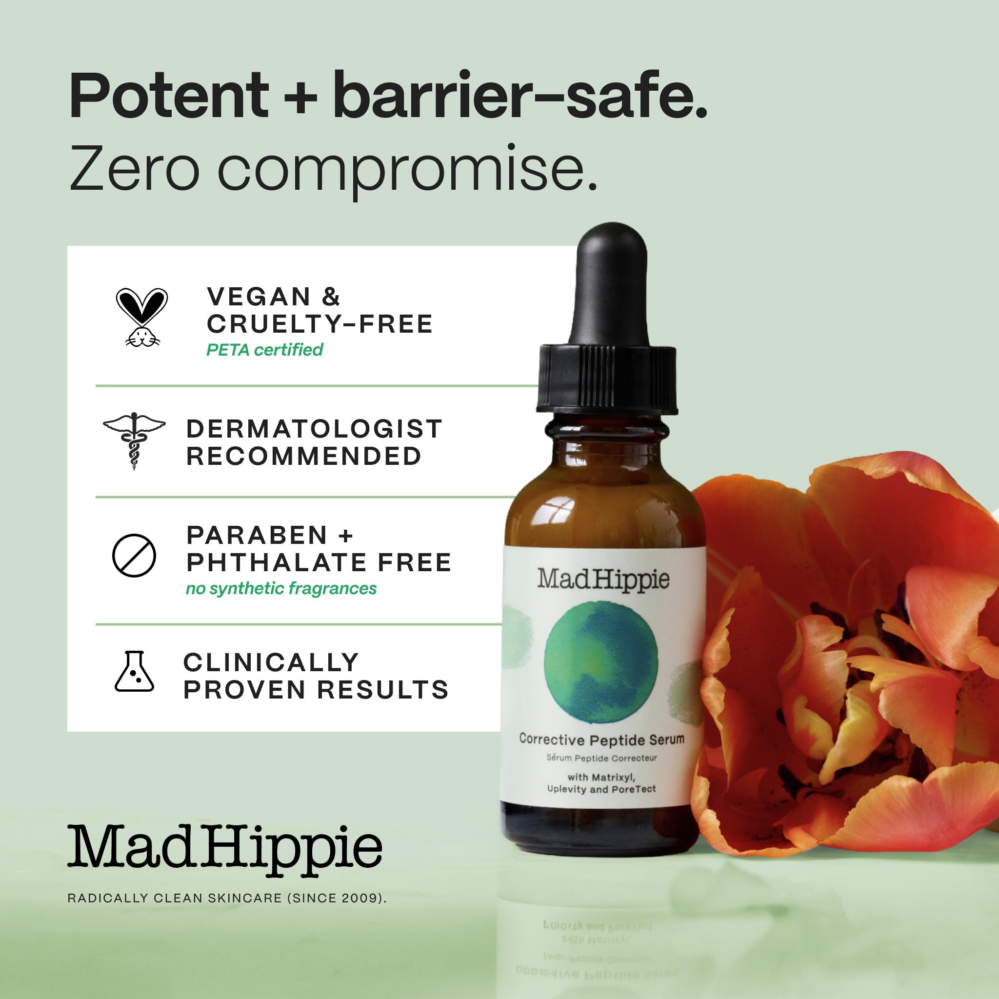 Mad Hippie Corrective Peptide Serum for Face – Skin-Tightening Collagen Peptides, Anti-Wrinkle Essentials, 1.02 Fl Oz