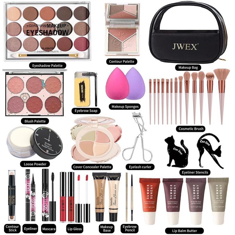 37 Pcs All in One Makeup Kit for Women Full Kit, Makeup Gift Set for Beginners Teenager, Multipurpose Makeup Set Includes Eyeshadow Palette Contour Stick Cosmetic Brush (A204)