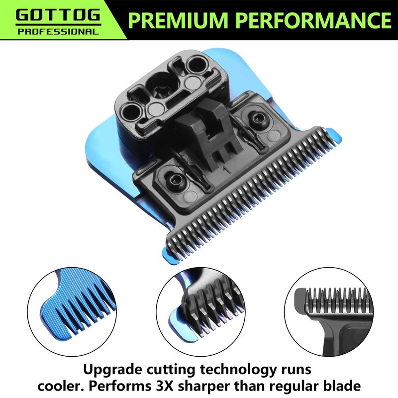 FX707BL Replacement Blades for All FX787 & FX726 Trimmers, GOTTOG FXBLUE Zero-Gapped Replacement Blades Compatible with BaByli*s* Trimmer Blades (FX707BL) - Blue