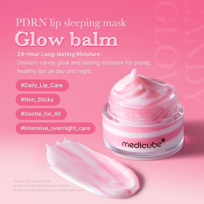 medicube PDRN lip sleeping mask glow balm | Salmon PDRN, Collagen, Shea Butter for Softer Lips, Long-lasting Moisture, Overnight and daily lip care, Korean Skincare 0.35 oz.