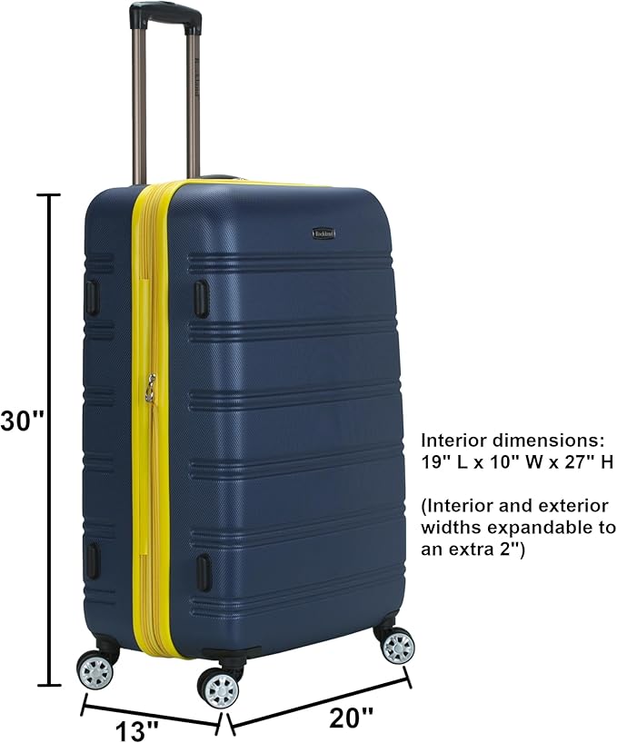 Rockland Melbourne Hardside Expandable Spinner Wheel Luggage, Checked Large 28", Orange