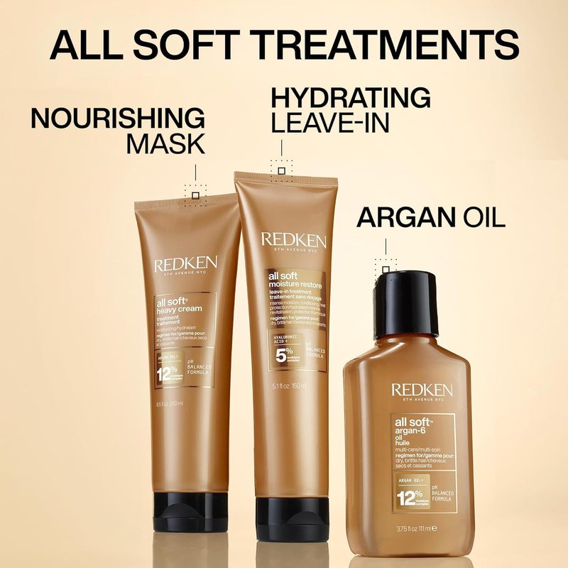 Redken All Soft Heavy Cream Mask Treatment- Moisturizing Deep Conditioner Treatment For Dry Hair, Softens and Smooths Hair, With Argan Oil