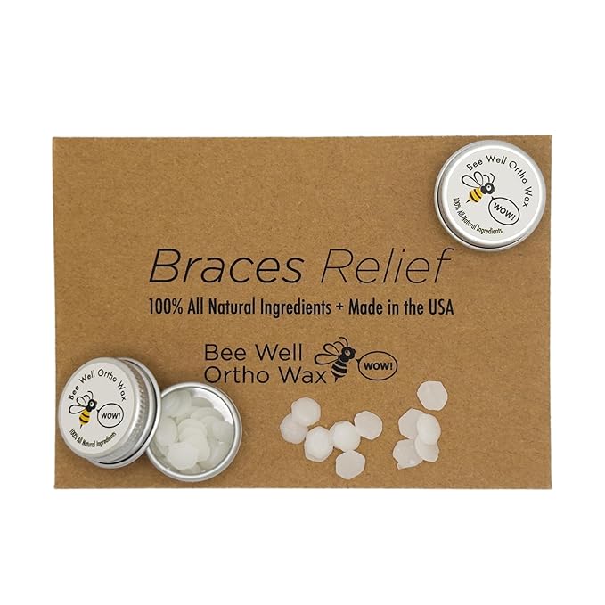 Numbing Braces Wax - All Natural & Made in the USA | 2-in-1 Soothes & Protects | Clove Oil Numbs Pain & Beeswax Shields Sensitive Tissue | 2 Aluminum Jars | 60 Total Pieces of Wax for Braces Relief