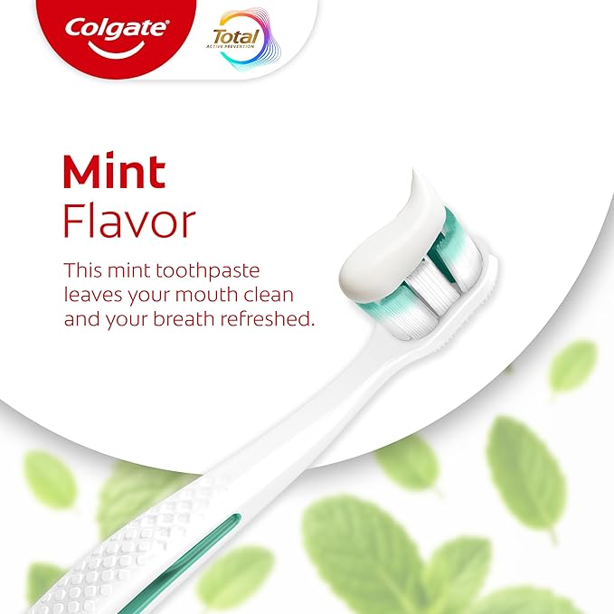Colgate Total Active Prevention Whitening Gel Toothpaste with Fluoride, Bulk with Clinically Proven Formula That Fights Plaque Bacteria, Mint, 4 Pack, 5.1 oz