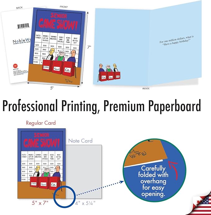 NobleWorks 36 Assorted Box Set Hysterical Everyday Mixed Occasions Greeting Cards w/ 5 x 7 Inch Envelopes for Men and Women (36 Designs, 1 Each) Fun Toons AC10047EXG-B1x36