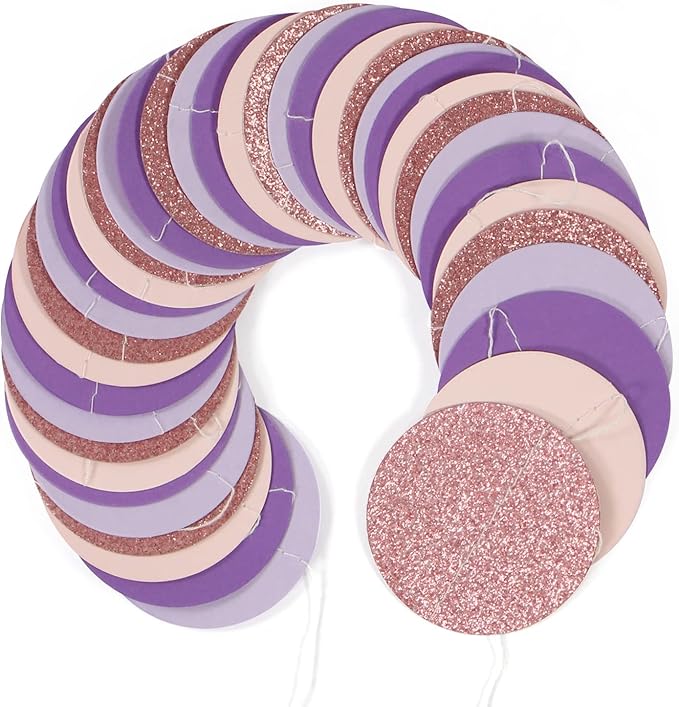 Rose-Gold Pink-Purple Party-Decorations Streamers Garland - 52Ft Baby Shower Decorations for Girl Women Birthday Hanging Paper Banner,Bachelorette Wedding Engagement Decor Banners Lasting Surprise