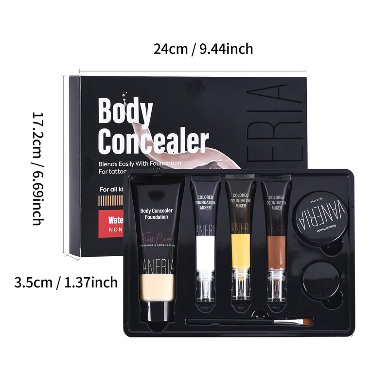 VANERIA Body Concealer, Tattoo Cover Up, Tattoo Cover Up Makeup Waterproof, Suitable For Scars, Birthmarks, Vitiligo and All Kinds Of Skin Tone, 3 Colors, 283g