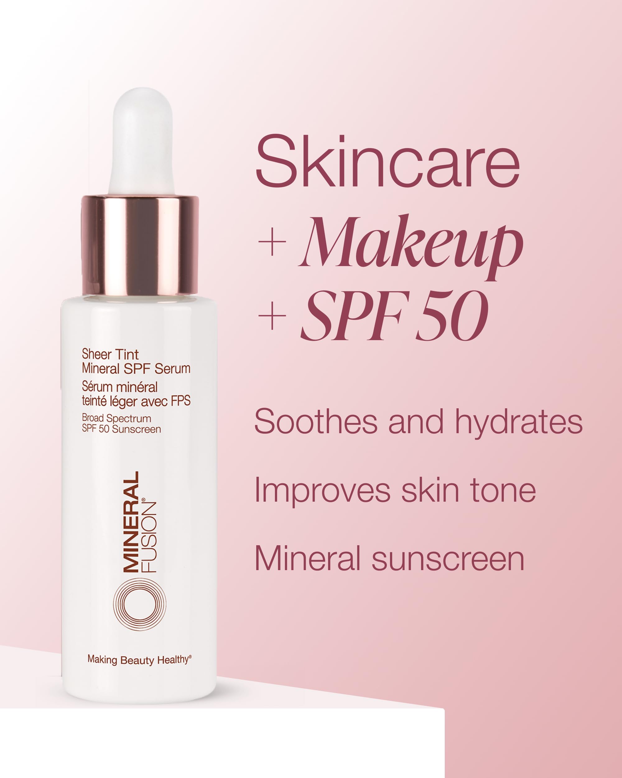 Mineral Fusion Sheer Tint Mineral SPF 50 Face Serum (Tan), 1 Fl Oz