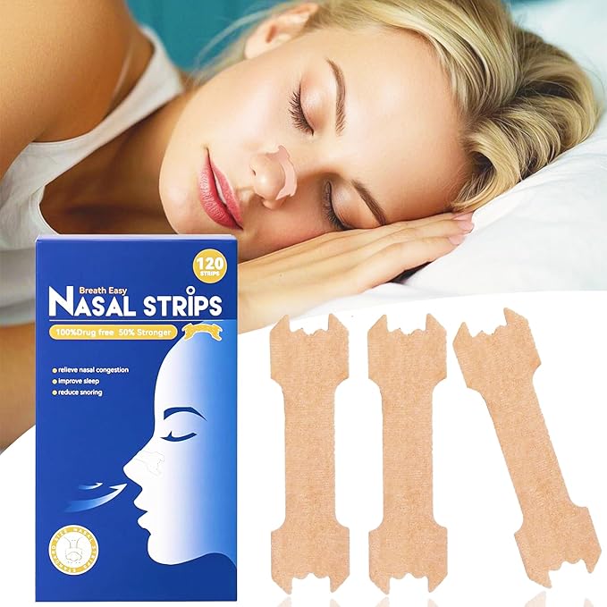 120Pcs Nasal Strips for Snoring, Nose Strips for Breathing, Snoring Aids for Men & Women, Helps Reduce Snoring & Improves Sleep (120)