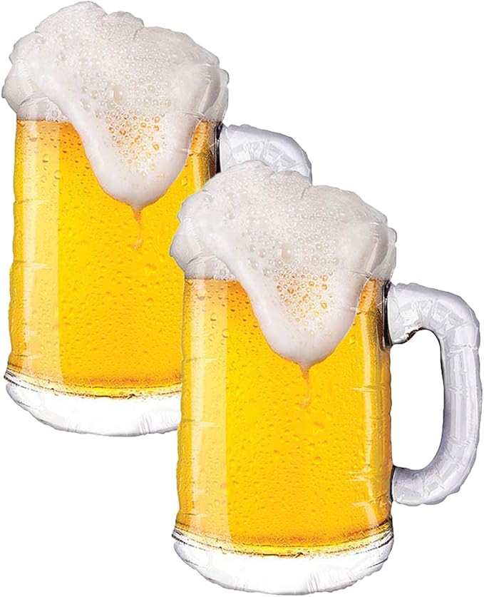 Set of 2 Realistic Foaming Beer Mug 34" Foil Party Balloons