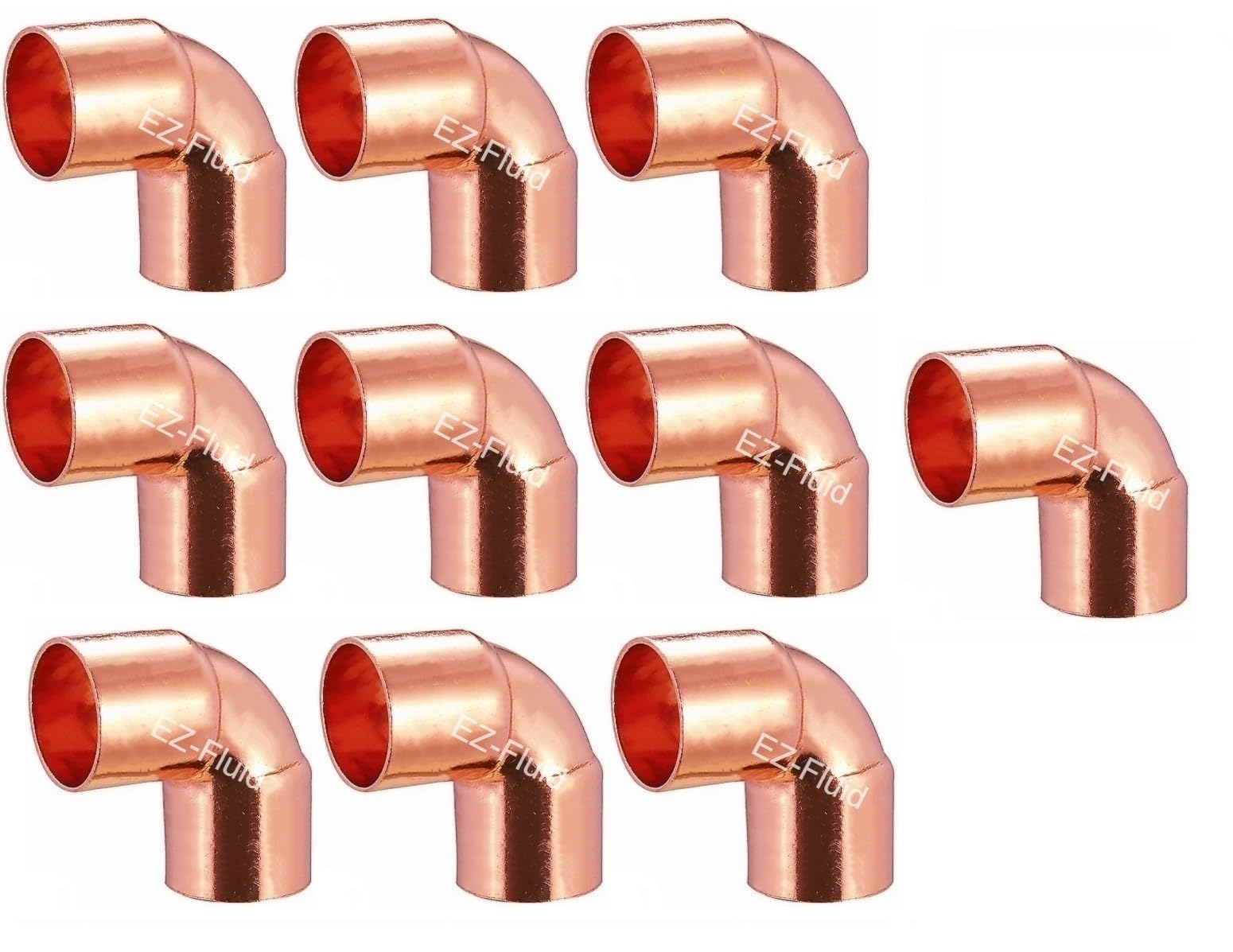 (10pcs) EZ-FLUID Plumbing 3/4" C X C LF Short Radius Copper 90 Degree Elbow Pressure Copper Fittings with Sweat Solder Connection for Residential,Commercial