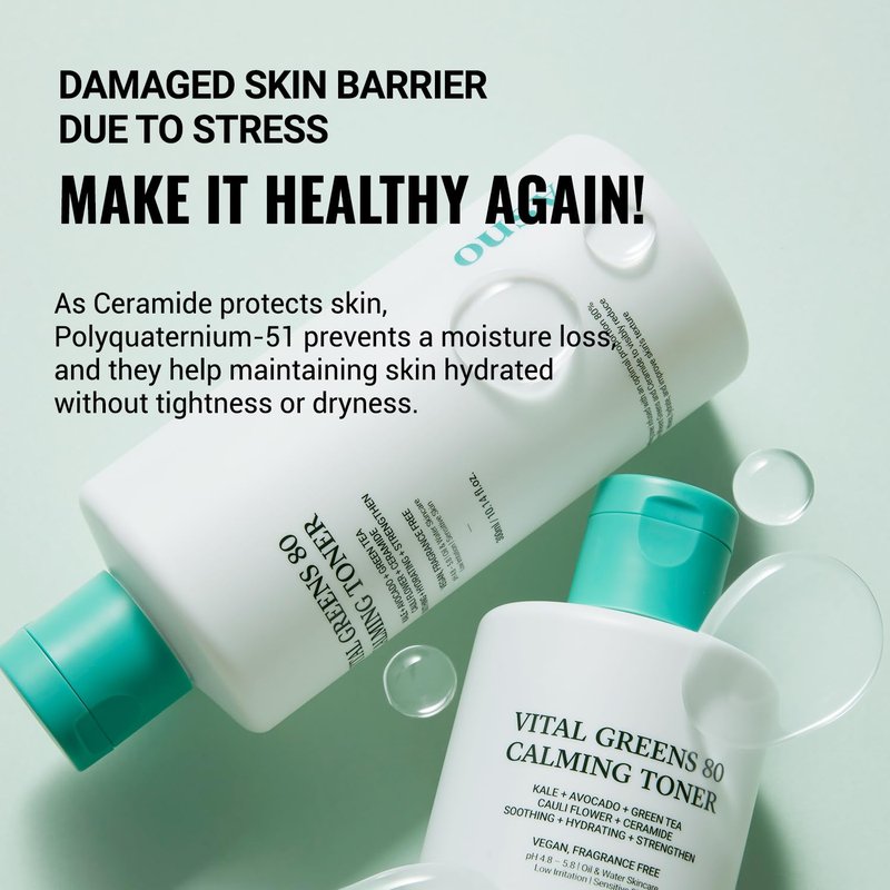 ASNO Vital Greens Calming Toner 300ml - Genderless Vegan Soothing Care for Acne, Pimple, Redness, Sensitive Skin, Superfood 80% + Ceramide, Hydrating Daily Facial Toner, Korean Skin Care