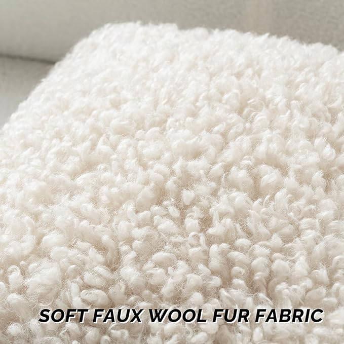 FUTEI Beige Decorative Throw Pillow Covers 22x22 Inch Set of 2,Soft Fluffy Faux Wool Fur Boucle Textured Cushion Case,Modern Home Decor for Couch Bed Living Room Office