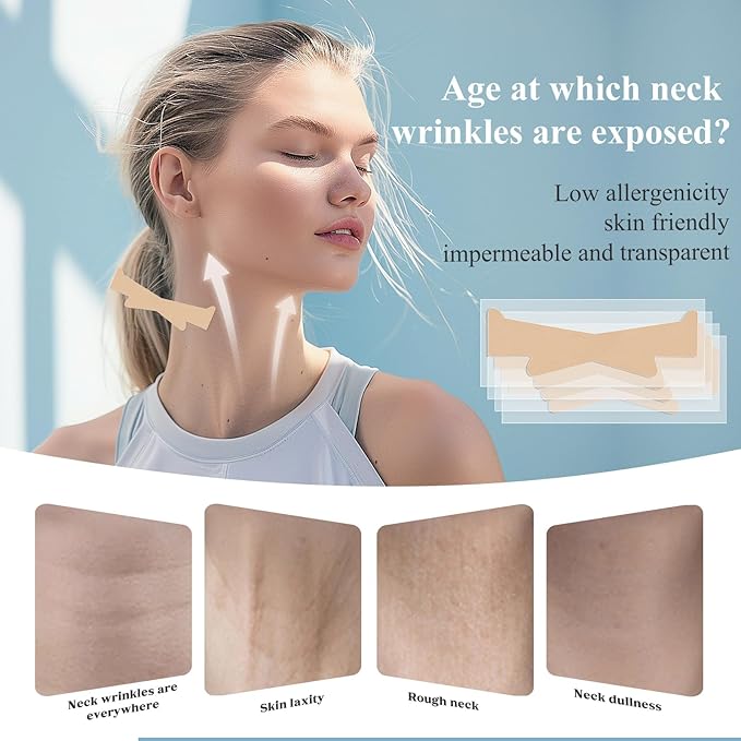 30 Pcs Neck Lifting Tape Invisible Neck Lift Behind Necks Tapes and Bands Tightening Strip for Lifting Sagging Skin & Jaw Lift (Skin, 30 Pcs)