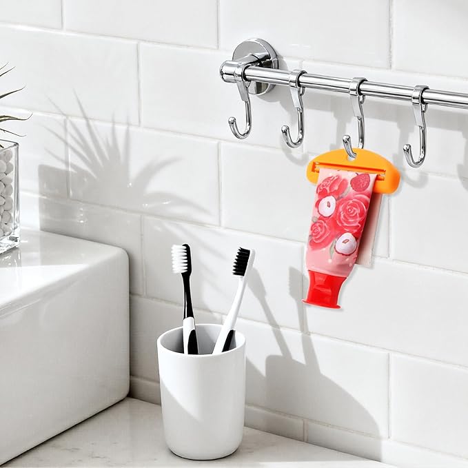 12 Pcs Toothpaste Squeezer, Plastic Toothpaste Tube Squeezer Tool, Hanging Toothpaste Saver Squeezer Clip for Toothpaste Cream Cosmetics Facial Cleanser Pigment and Paint (4 Colors)