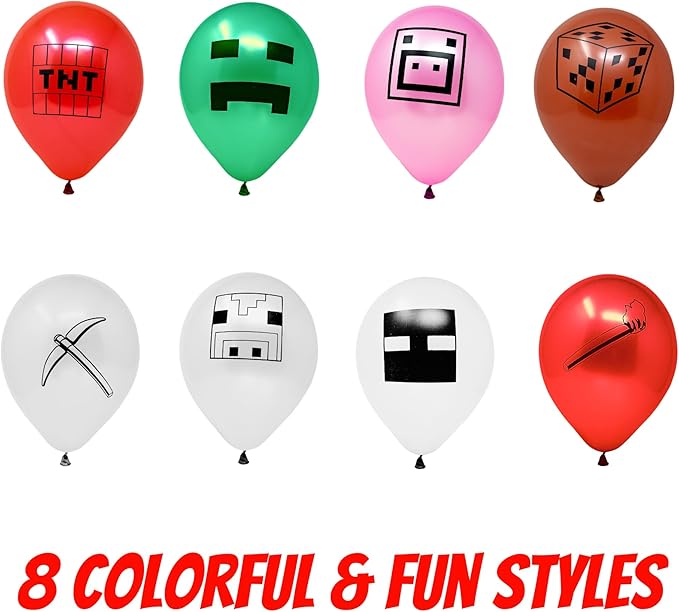 Blue Orchards Mining Fun Balloons (48 Pieces) - 10" Printed Latex Balloons, Mining Themed Party Supplies, Mining Party Decorations, Mining Party Balloons, Pixel Miner Party and Video Game Party