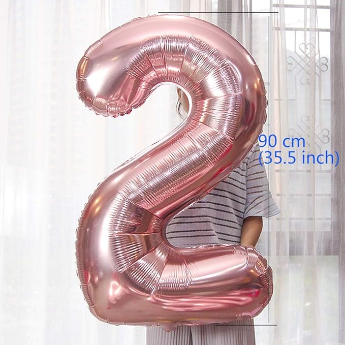 Juland Rose Gold Number Balloons Large Foil Mylar Balloons 40 Inch Giant Jumbo Number Balloons for Birthday Party Decorations 27