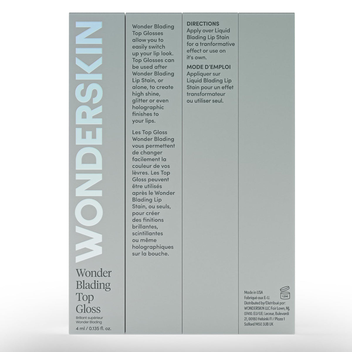 Wonderskin Lip Gloss – Wonder Blading Top Gloss, Hydrating High Shine Lip Makeup (Clear Shine)