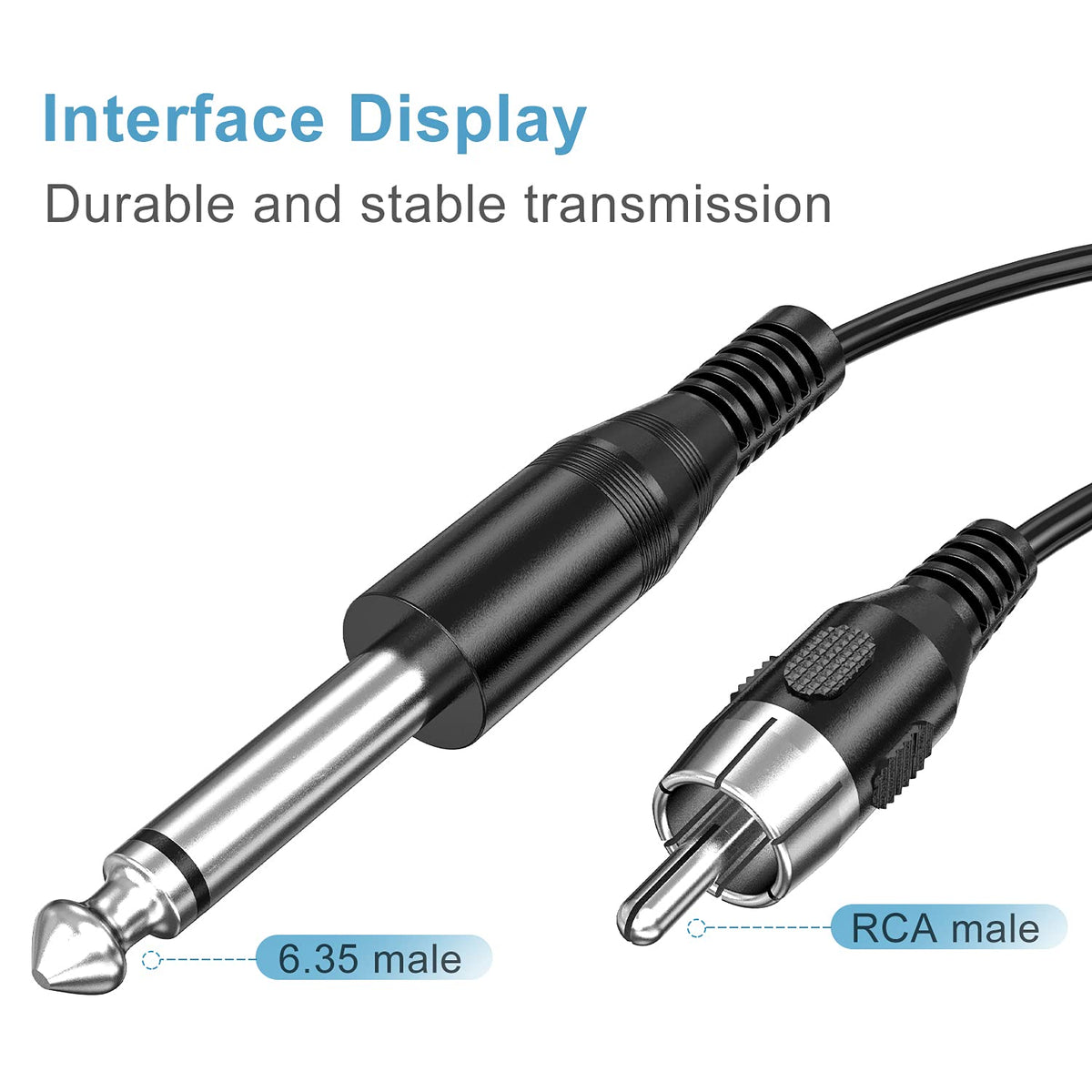 Ancable 6-Feet Tattoo Clip Cord, 6.35mm to RCA Connector Silicone Clip Cable, Suitable for Tattoo Pen & Rotary Machine, Black