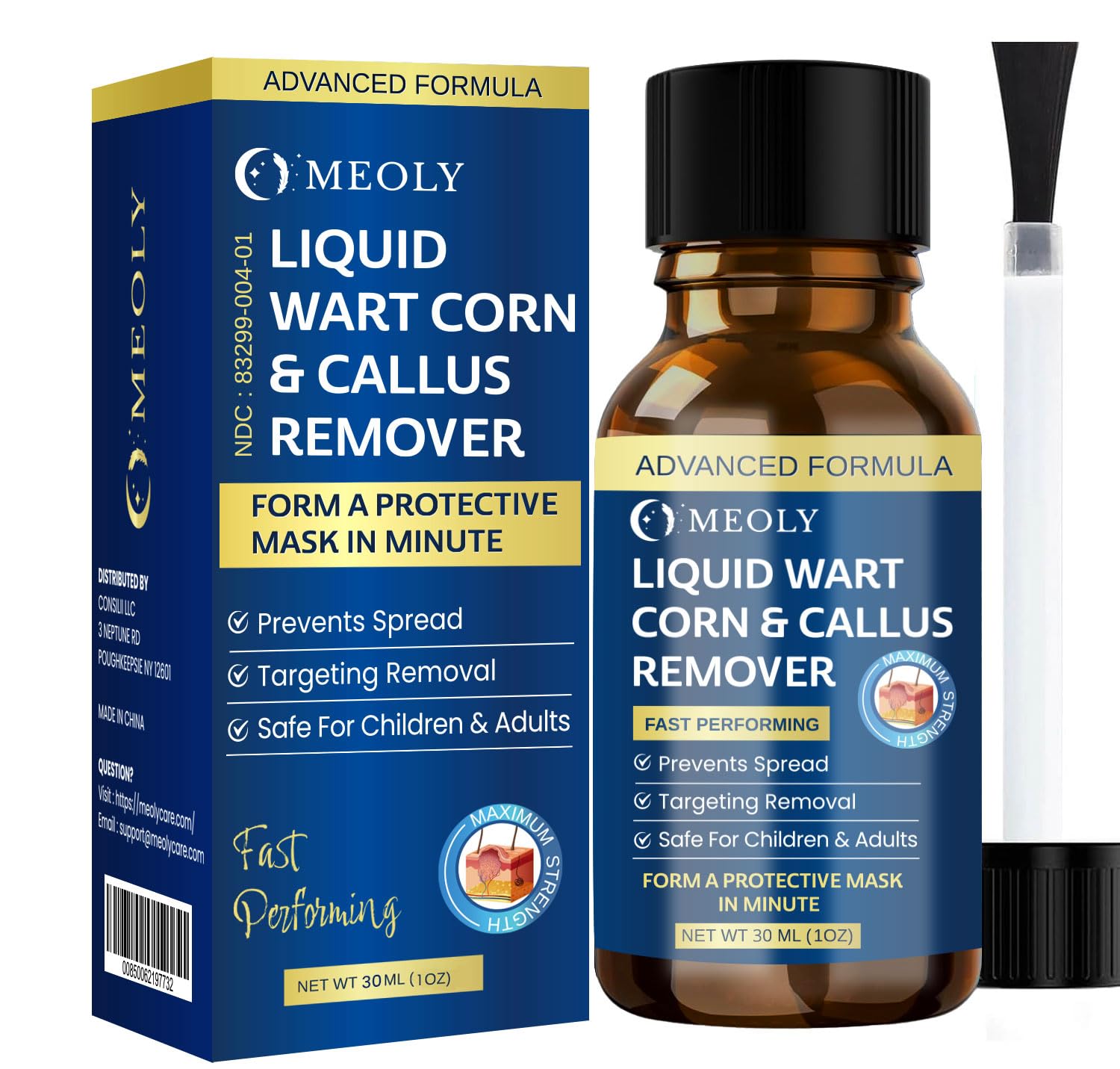MEOLY Fast-Acting Wart Remover: Salicylic Acid Wart Remover for Plantar Wart, Corn Fast-Acting for Men and Women 30 ML