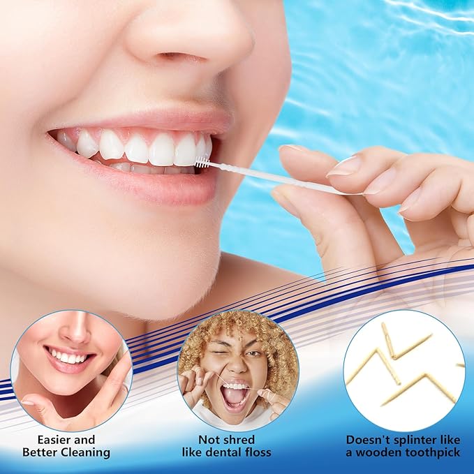 Brushpicks Interdental Toothpicks,Soft Bristle Dental Floss Picks Toothpicks,Helps Removes Plaque and Debris Between Your Teeth 600PCS (Pack of 5) Mint