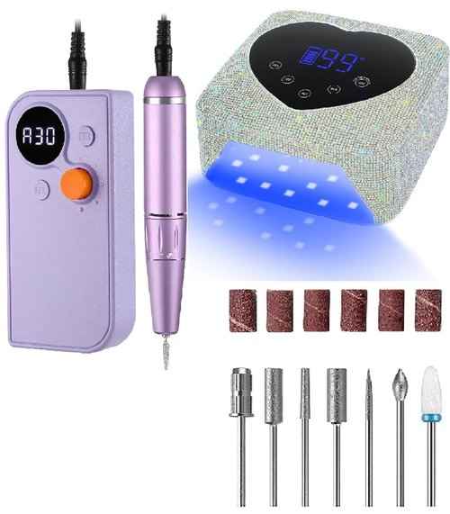 Cordless Rechargeable UV Nail Lamp & 30000RPM Portable Nail Drill