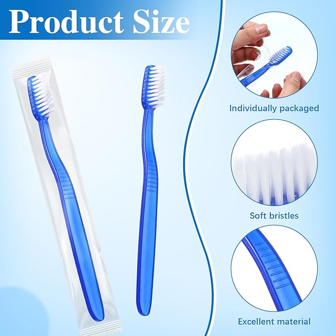 100 Pcs Prepasted Disposable Toothbrushes Bulk Individually Wrapped Pre Pasted Soft Bristle Set Travel Colorful Toothbrushes for Homeless Gift Hotel Camping Travel