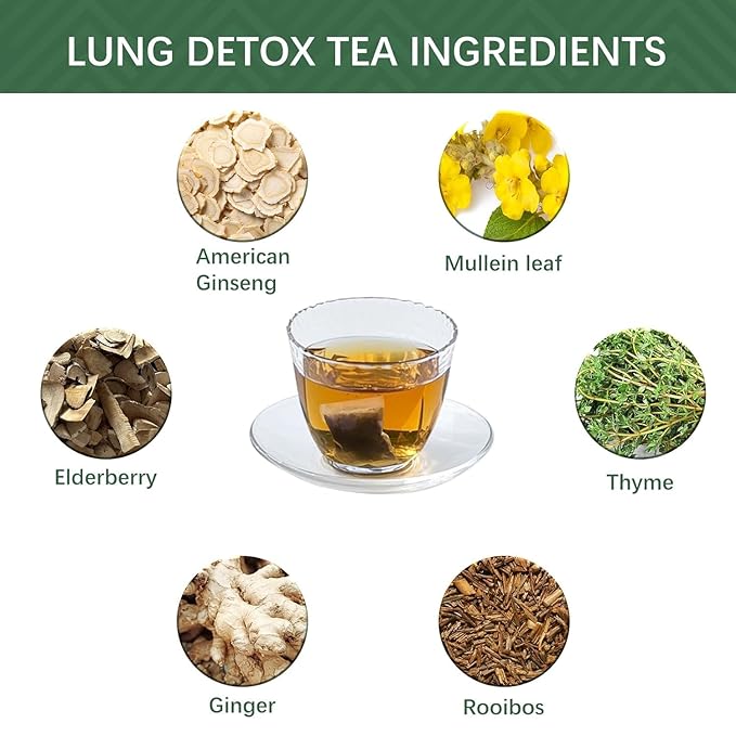 Mullein Leaf Tea,Mullein Tea Bags for Lungs Ginger & Elderberry Blend 15 Tea Bags for Clear Breathing & Wellness,Caffeine-Free (Mullein Leaf Tea)