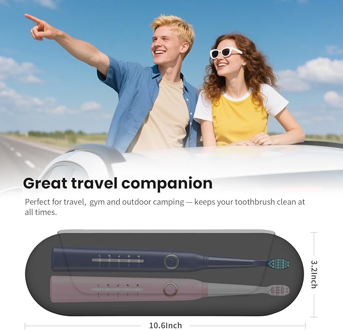 Silicone Electric Toothbrush Travel Cover, Toothbrush Travel Containers Bag Case for Men and Women,Keeps Toothbrush Fresh and Clean, Fits Most Manual and Electric Toothbrushes - Gray