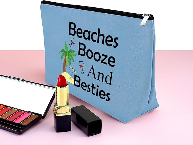 Beach Gifts for Women Friends Makeup Bag Beach Lover Gifts Funny Vacation Gift Seaside Themed Cosmetic Bag for Women Birthday Christmas Graduation Present for Besties Sister Travel Pouch（blue）