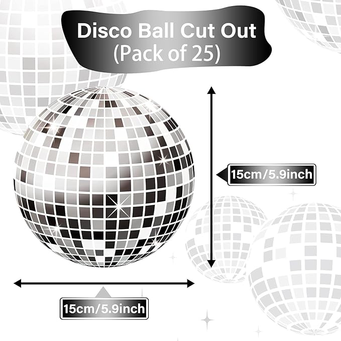 60Pieces Disco Party Decorations 70s Disco Ball Hanging Swirls Disco Party Banner Streamers Hanging Decorations for Retro Disco Garland Party 1970s Birthday Party Hippie Cutouts Favors Supplies