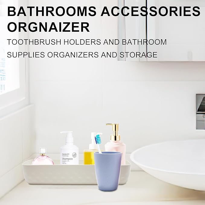 Toothbrush Holder - Bathroom Accessories Set for Kids Toothbrush Holder, Kids Bathroom Decor, Kids Bathroom Set for Countertop, Blue & Red