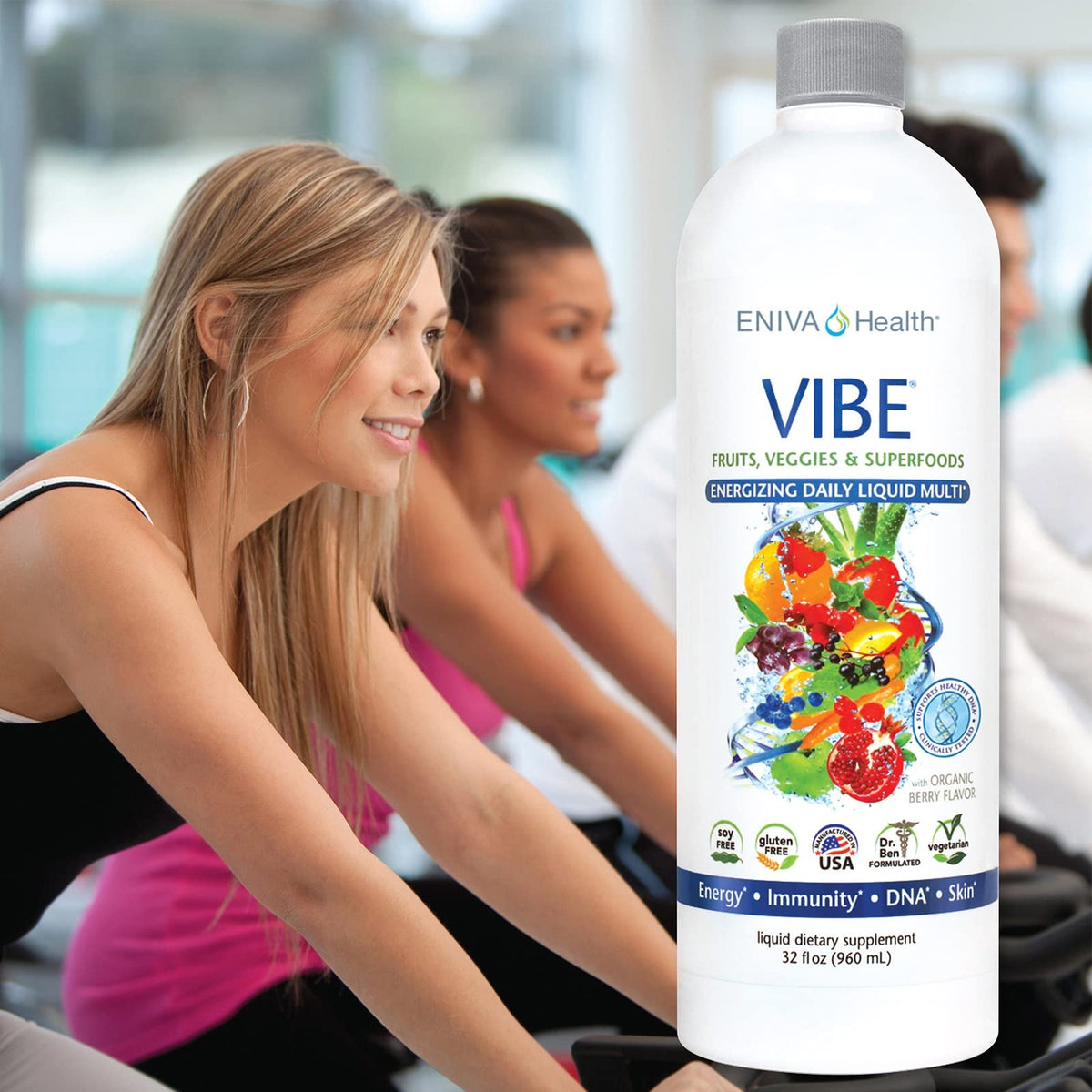 Eniva Health Vibe Liquid Multivitamins Mineral Supplements with Vitamins A, B12, C, D, E & Amino Acids | Fruits and Veggies Daily Supplement for Women & Men | Doctor Formulated | USA Made | 32 oz