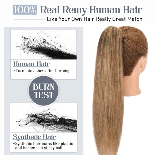 Rich Choices Claw Clip Ponytail Extension Human Hair Real Hair Ponytail Balayage Medium Brown Highlighted Dark Blonde 14 Inch 105g One Piece Clip In Long Ponytail Hair Extension For Women #4P27