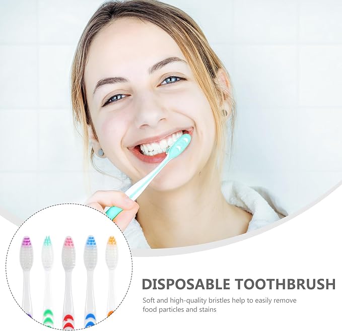 30pcs Disposable Soft Bristled Toothbrushes Portable Travel Tooth Cleaning Accessories Bulk Pack for Business Trips and Hotel Use